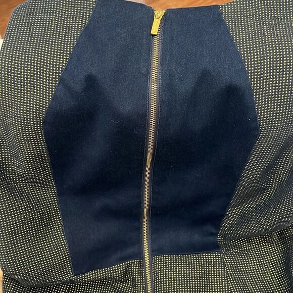 Michael Michael Kors Dress Sz 12 Navy Gold Sparkle Scoop Neck Sleeveless Midi - Picture 12 of 13